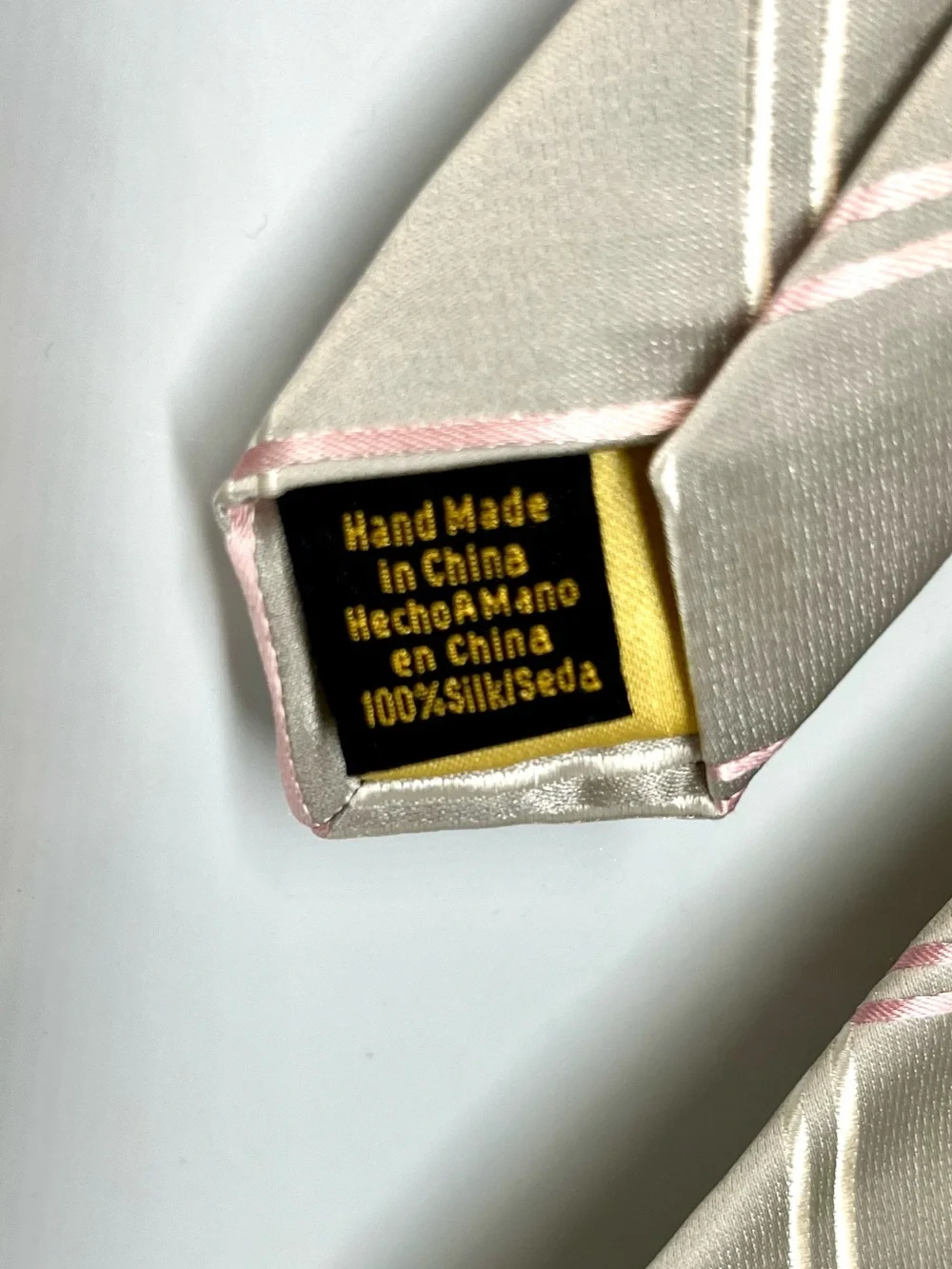 Donald J. Trump Tie Mens One Size Beige Silver Pink 100% Silk Classic Necktie